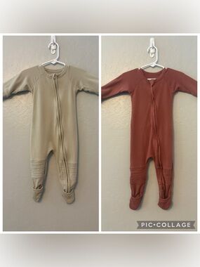 Goumi bundle of two sleep and play bamboo cotton footie pajamas 6-9 months